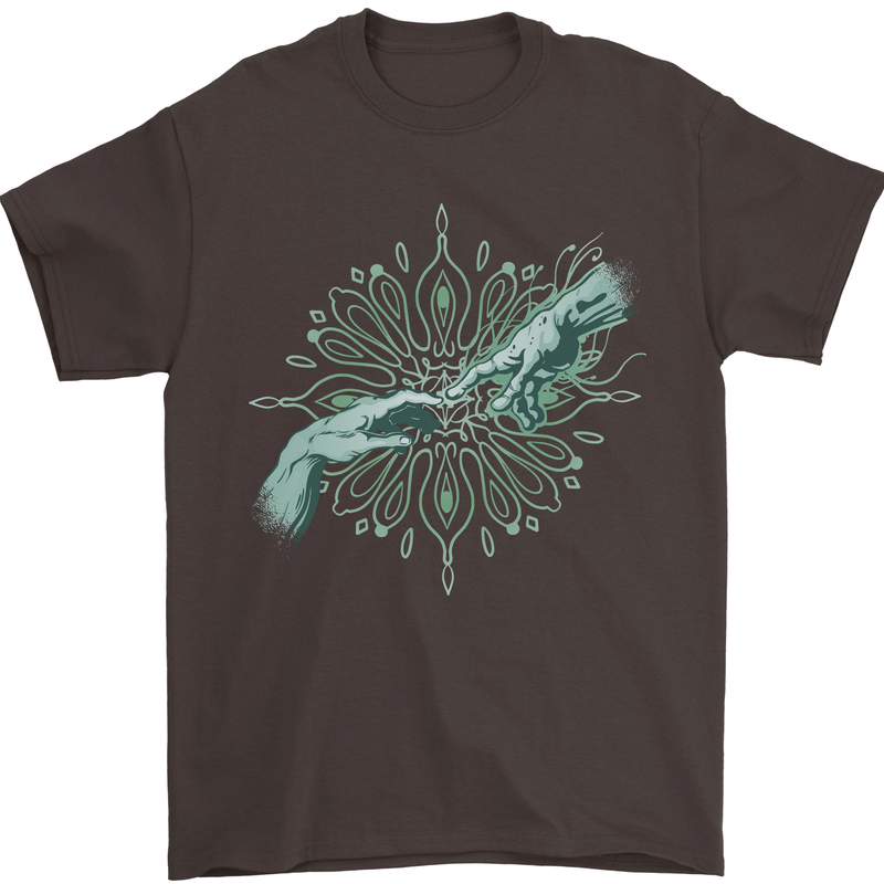 Alien Creation of Adam Parody UFO Mens T-Shirt 100% Cotton Dark Chocolate