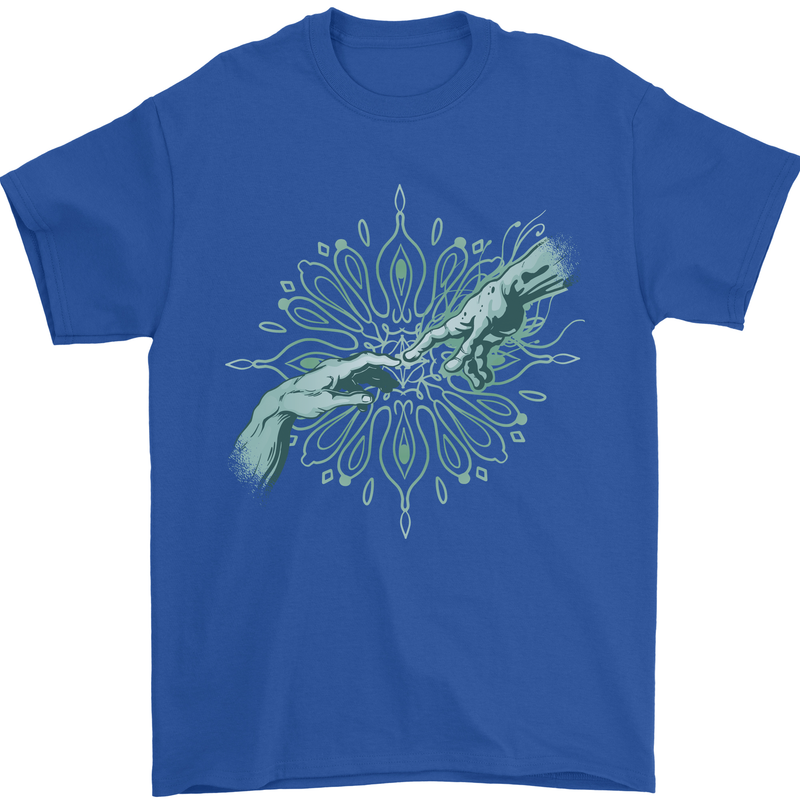 Alien Creation of Adam Parody UFO Mens T-Shirt 100% Cotton Royal Blue