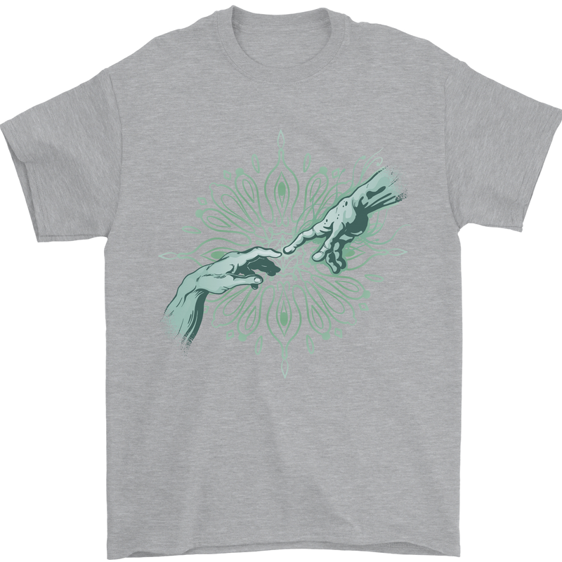 Alien Creation of Adam Parody UFO Mens T-Shirt 100% Cotton Sports Grey