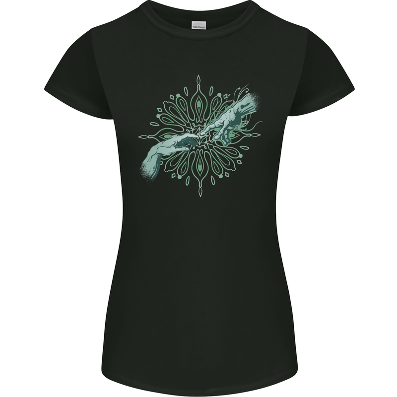 Alien Creation of Adam Parody UFO Womens Petite Cut T-Shirt Black