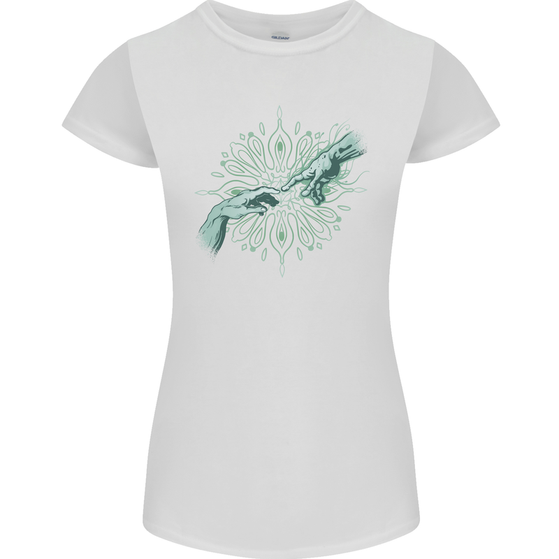 Alien Creation of Adam Parody UFO Womens Petite Cut T-Shirt White