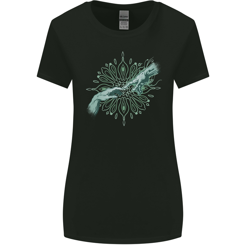 Alien Creation of Adam Parody UFO Womens Wider Cut T-Shirt Black