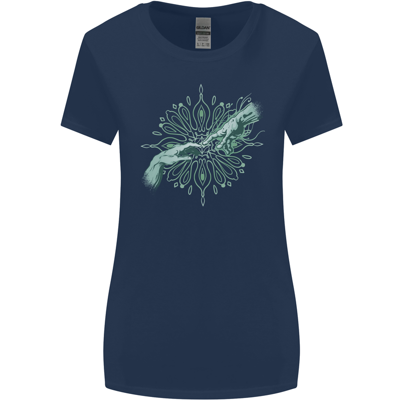 Alien Creation of Adam Parody UFO Womens Wider Cut T-Shirt Navy Blue
