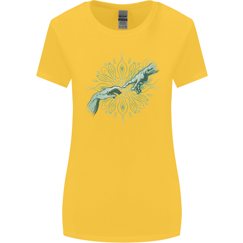 Alien Creation of Adam Parody UFO Womens Wider Cut T-Shirt Yellow