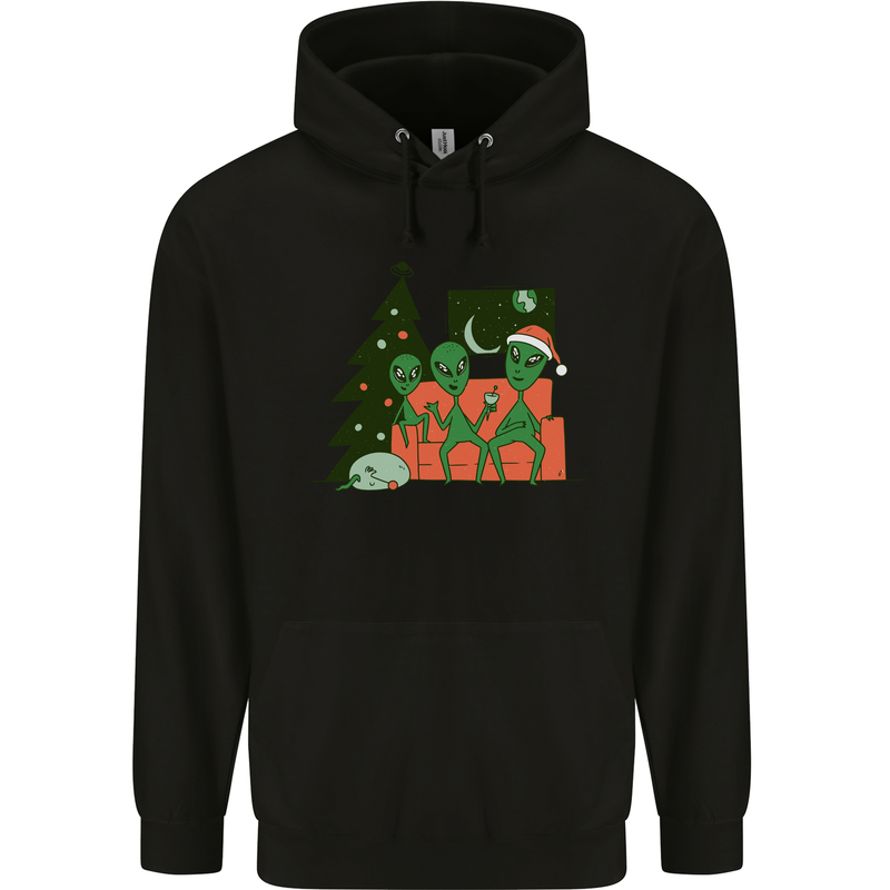 Alien Family Christmas Xmas Childrens Kids Hoodie Black
