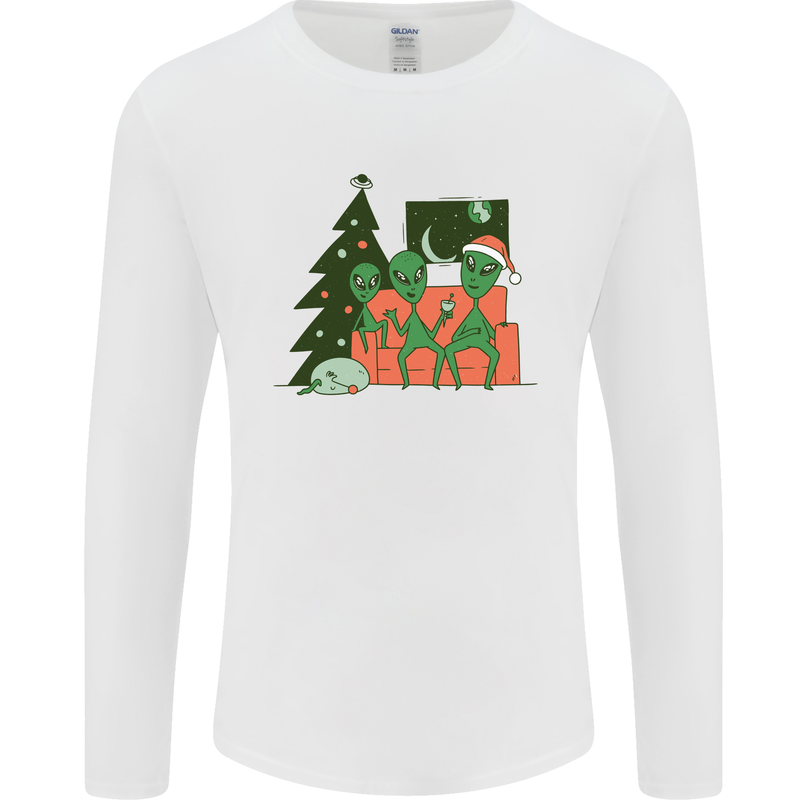 Alien Family Christmas Xmas Mens Long Sleeve T-Shirt White