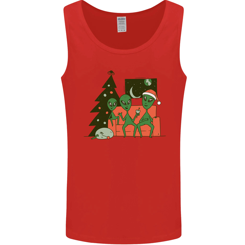 Alien Family Christmas Xmas Mens Vest Tank Top Red