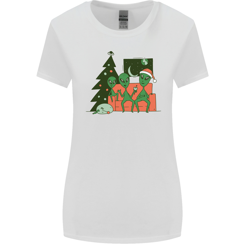 Alien Family Christmas Xmas Womens Wider Cut T-Shirt White