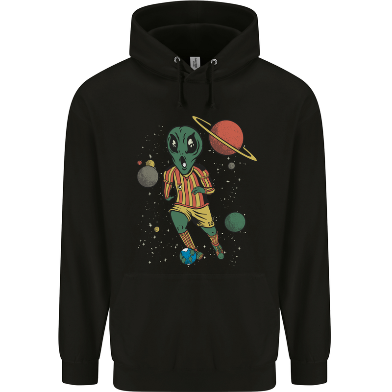 Alien Football Player Space Planets Soccer Mens 80% Cotton Hoodie Black