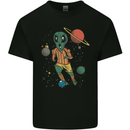 Alien Football Player Space Planets Soccer Mens Cotton T-Shirt Tee Top Black