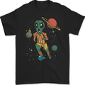 Alien Football Player Space Planets Soccer Mens Gildan Cotton T-Shirt Black