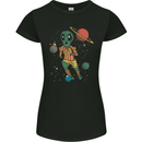 Alien Football Player Space Planets Soccer Womens Petite Cut T-Shirt Black