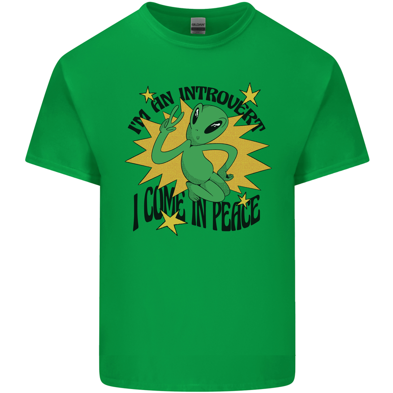 Alien Introvert I Come in Peace Funny UFO Kids T-Shirt Childrens Irish Green