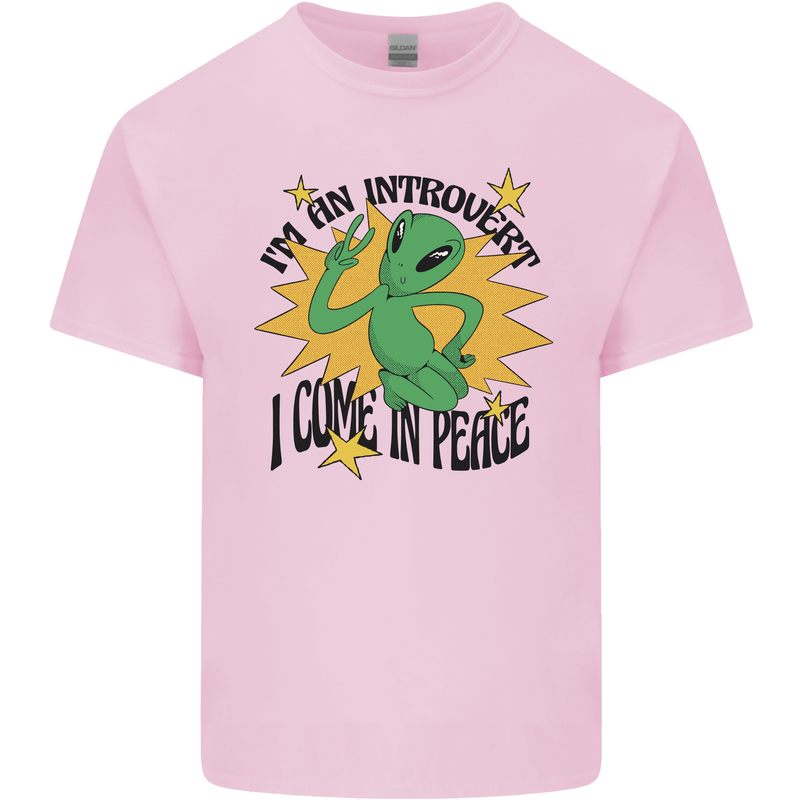 Alien Introvert I Come in Peace Funny UFO Kids T-Shirt Childrens Light Pink