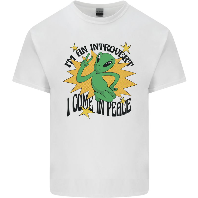 Alien Introvert I Come in Peace Funny UFO Kids T-Shirt Childrens White