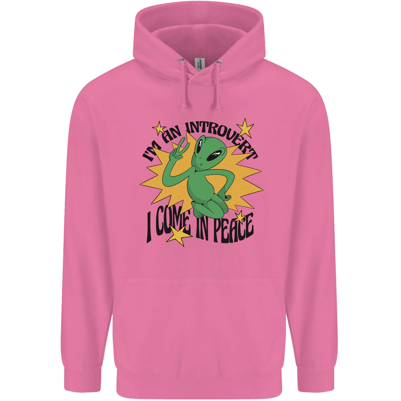 Alien Introvert I Come in Peace Funny UFO Mens 80% Cotton Hoodie Azelea