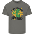 Alien Introvert I Come in Peace Funny UFO Mens Cotton T-Shirt Tee Top Charcoal