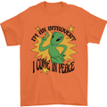 Alien Introvert I Come in Peace Funny UFO Mens T-Shirt 100% Cotton Orange