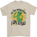 Alien Introvert I Come in Peace Funny UFO Mens T-Shirt 100% Cotton Sand