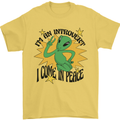 Alien Introvert I Come in Peace Funny UFO Mens T-Shirt 100% Cotton Yellow