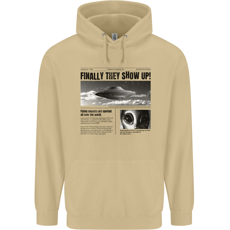 Alien News Article UFO Mens 80% Cotton Hoodie Sand