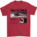 Alien News Article UFO Mens T-Shirt 100% Cotton Red