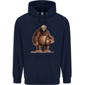 Alien in a Bigfoot Fancy Dress Outfit Ape Gorilla Mens 80% Cotton Hoodie Navy Blue