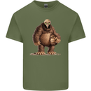 Alien in a Bigfoot Fancy Dress Outfit Ape Gorilla Mens Cotton T-Shirt Tee Top Military Green