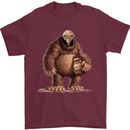 Alien in a Bigfoot Fancy Dress Outfit Ape Gorilla Mens T-Shirt 100% Cotton Maroon