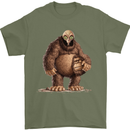 Alien in a Bigfoot Fancy Dress Outfit Ape Gorilla Mens T-Shirt 100% Cotton Military Green
