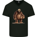 Alien in a Bigfoot Fancy Dress Outfit Ape Gorilla Mens V-Neck Cotton T-Shirt Black