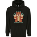 All I Need is Love Yoga and a Dog Funny Mens 80% Cotton Hoodie Black