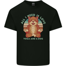 All I Need is Love Yoga and a Dog Funny Mens Cotton T-Shirt Tee Top Black
