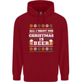 All I Want for Christmas Beer Funny Alcohol Xmas Childrens Kids Hoodie Red