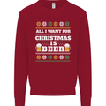All I Want for Christmas Beer Funny Alcohol Xmas Kids Sweatshirt Jumper Red