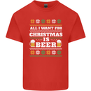 All I Want for Christmas Beer Funny Alcohol Xmas Kids T-Shirt Childrens Red