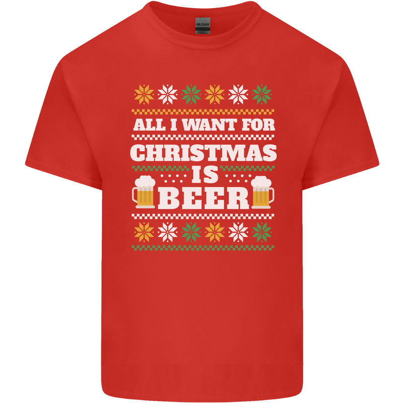 All I Want for Christmas Beer Funny Alcohol Xmas Kids T-Shirt Childrens Red