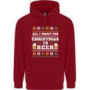 All I Want for Christmas Beer Funny Alcohol Xmas Mens 80% Cotton Hoodie Red