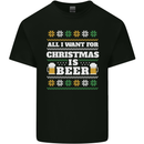 All I Want for Christmas Beer Funny Alcohol Xmas Mens Cotton T-Shirt Tee Top Black