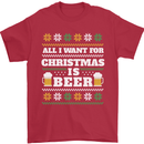 All I Want for Christmas Beer Funny Alcohol Xmas Mens T-Shirt 100% Cotton Red