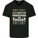 All I Want for Christmas Beer Funny Alcohol Xmas Mens V-Neck Cotton T-Shirt Black
