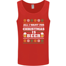 All I Want for Christmas Beer Funny Alcohol Xmas Mens Vest Tank Top Red
