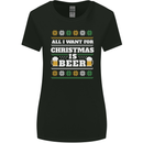 All I Want for Christmas Beer Funny Alcohol Xmas Womens Wider Cut T-Shirt Black