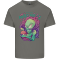 All Mad Here Alien Magic Mushrooms Mens Cotton T-Shirt Tee Top Charcoal