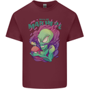 All Mad Here Alien Magic Mushrooms Mens Cotton T-Shirt Tee Top Maroon