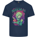 All Mad Here Alien Magic Mushrooms Mens Cotton T-Shirt Tee Top Navy Blue