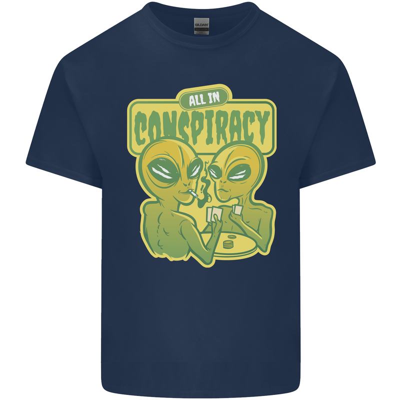 All in Conspiracy Funny Alien Poker Card Game Kids T-Shirt Childrens Navy Blue