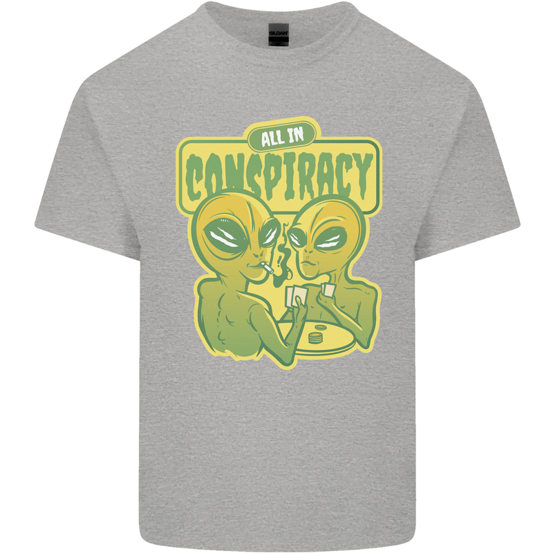 All in Conspiracy Funny Alien Poker Card Game Kids T-Shirt Childrens Sports Grey