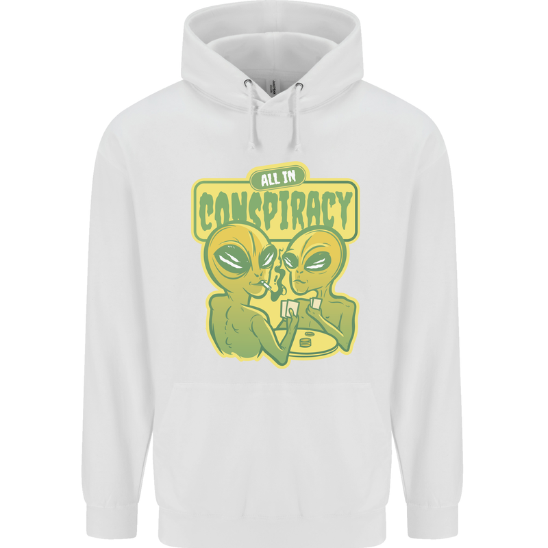 All in Conspiracy Funny Alien Poker Card Game Mens 80% Cotton Hoodie White