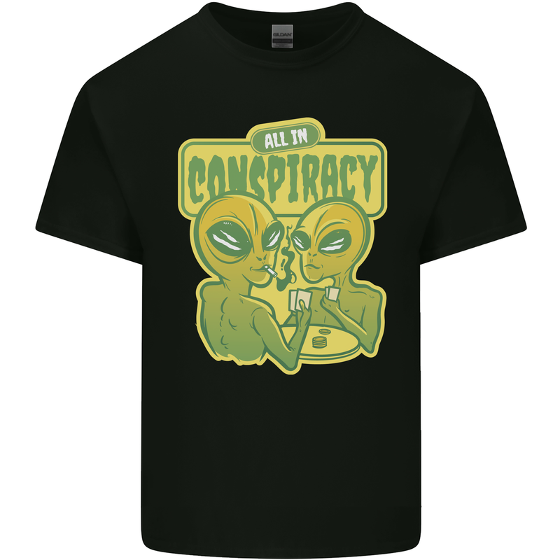 All in Conspiracy Funny Alien Poker Card Game Mens Cotton T-Shirt Tee Top Black